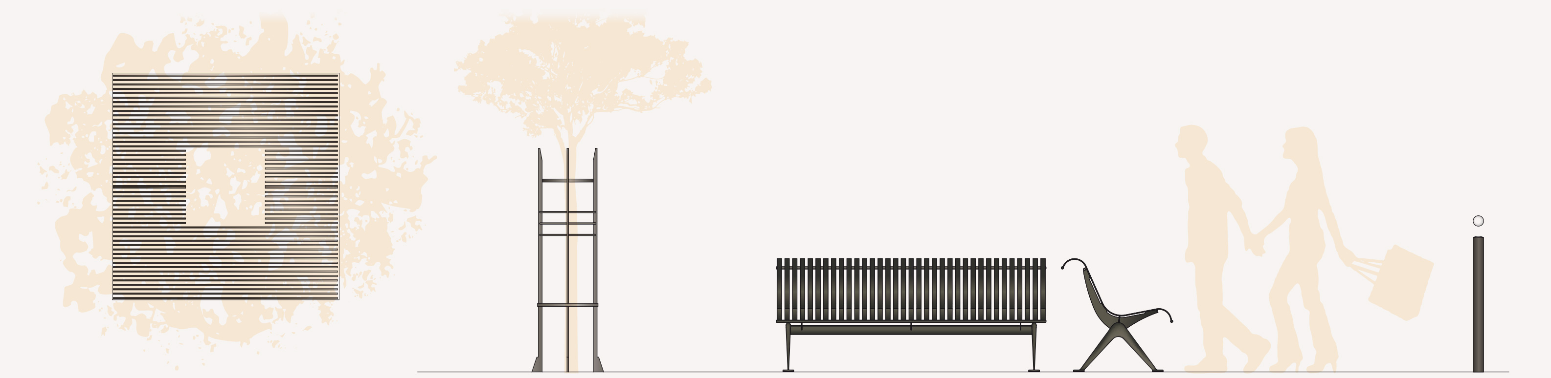 Gamme de mobiliers urbains coordonnés