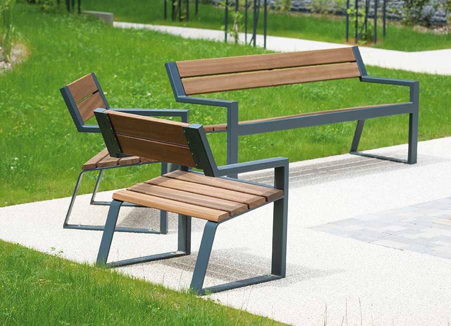 Banc BERLIN BOIS conçu et fabriqué par Aréa mobilier urbain