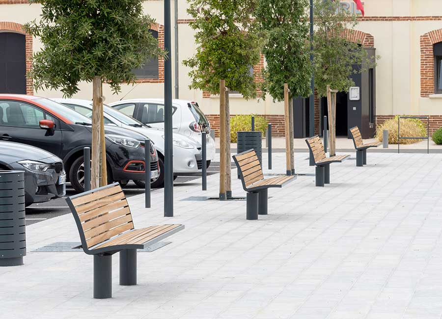 Banc DENVER BOIS conçu et fabriqué par Aréa mobilier urbain