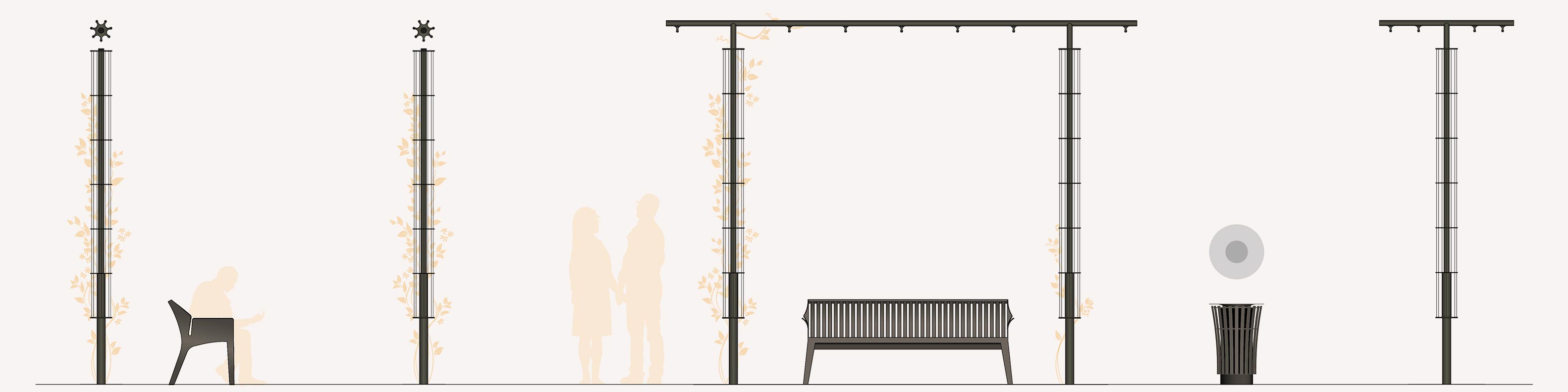 Gamme de mobiliers urbains coordonnés