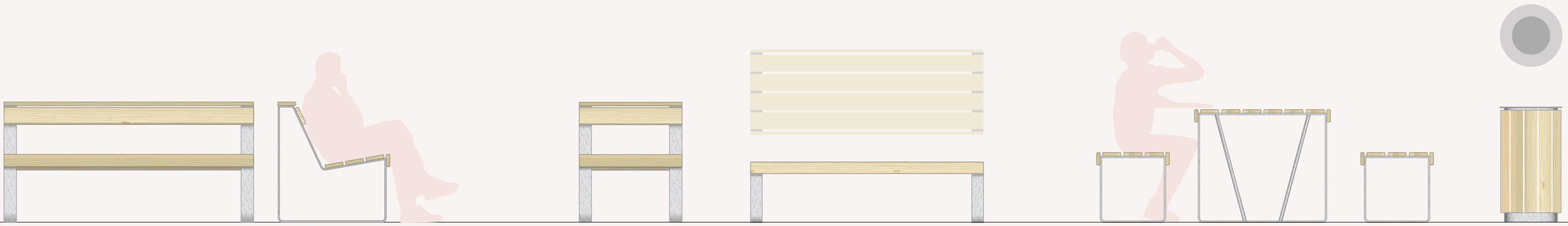 Gamme de mobilier urbain coordonnée