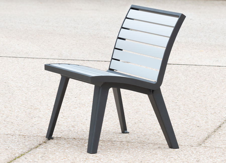 Chaise Montréal aluminium conçu et fabriqué par Aréa mobilier urbain