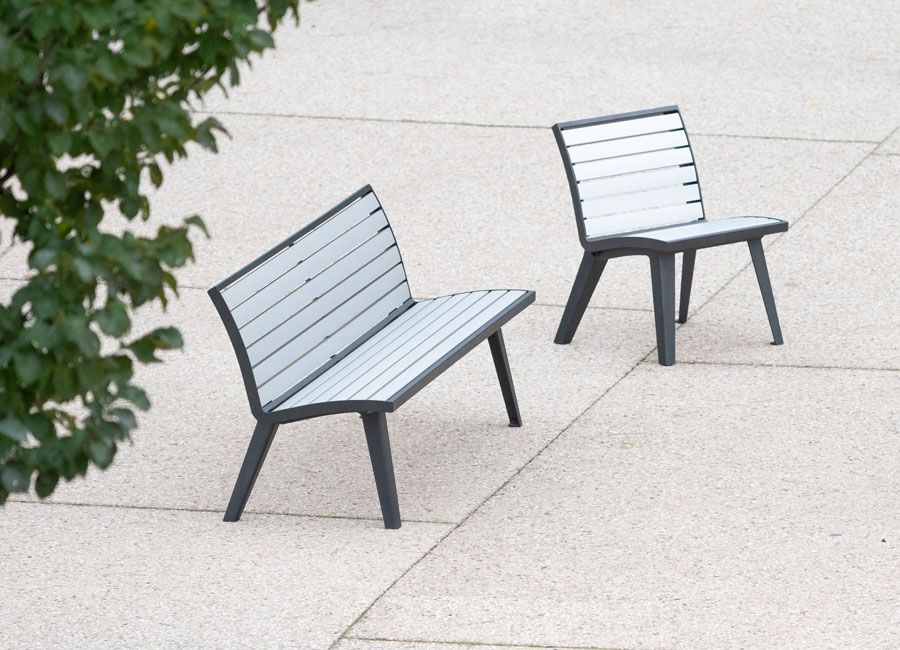 Chaise Montréal aluminium conçu et fabriqué par Aréa mobilier urbain