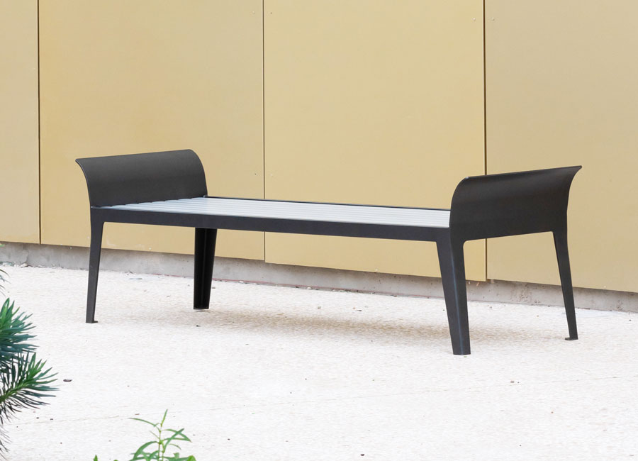 Banc simple Ontario aluminium conçu et fabriqué par Aréa mobilier urbain