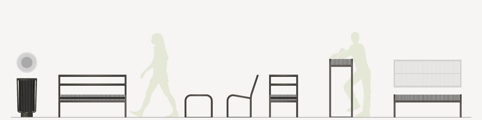frise de la Corbeille 45L et 75L JASMIN conçu et fabriqué par Aréa mobilier urbain
