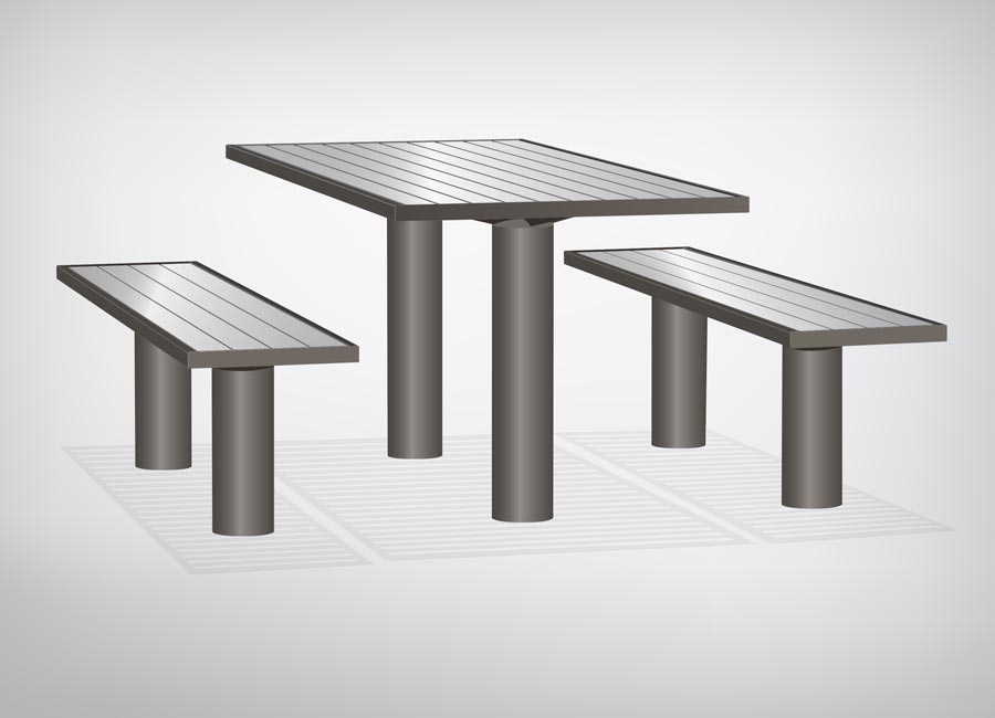Table de pique nique Toronto Aluminium conçu et fabriqué par aréa mobilier urbain
