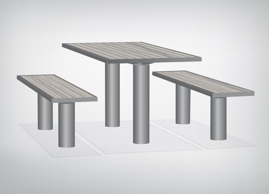 Table de pique nique Toronto bois conçu et fabriqué par aréa mobilier urbain