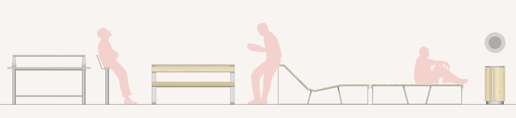 Gamme de mobilier urbain coordonnée