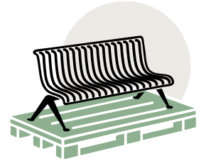 area mobilier urbain picto banc sur palette